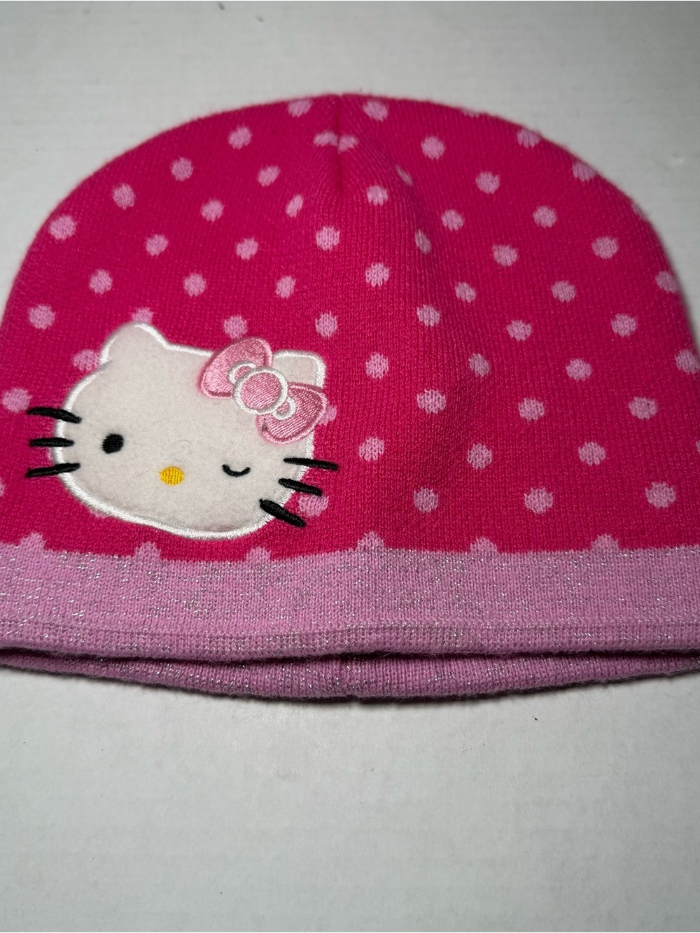 Sanrio Hello Kitty Polka Dot Youth Girls Kids Beanie Winter Hat Toboggan